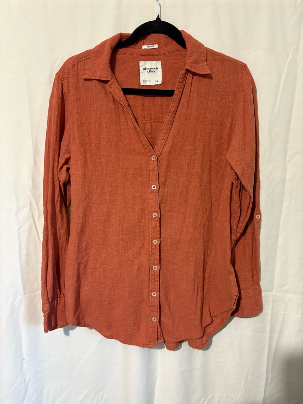 Abercrombie & Fitch Women's Burnt Orange Button-Down Shirt